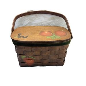 VINTAGE Basketweave WOOD HANDMADE BOX with Handle